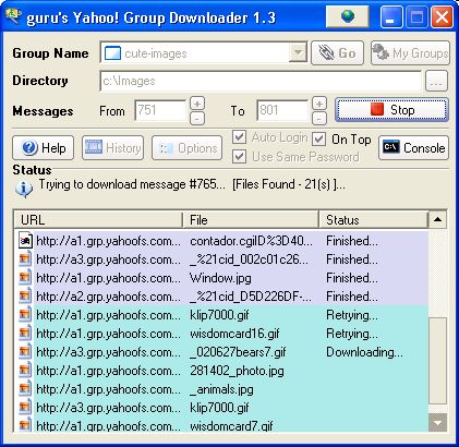 Click to view Yahoo Group and Files Downloader 4.3 screenshot